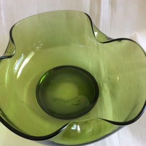 Vintage Mid century clear green glass bowl